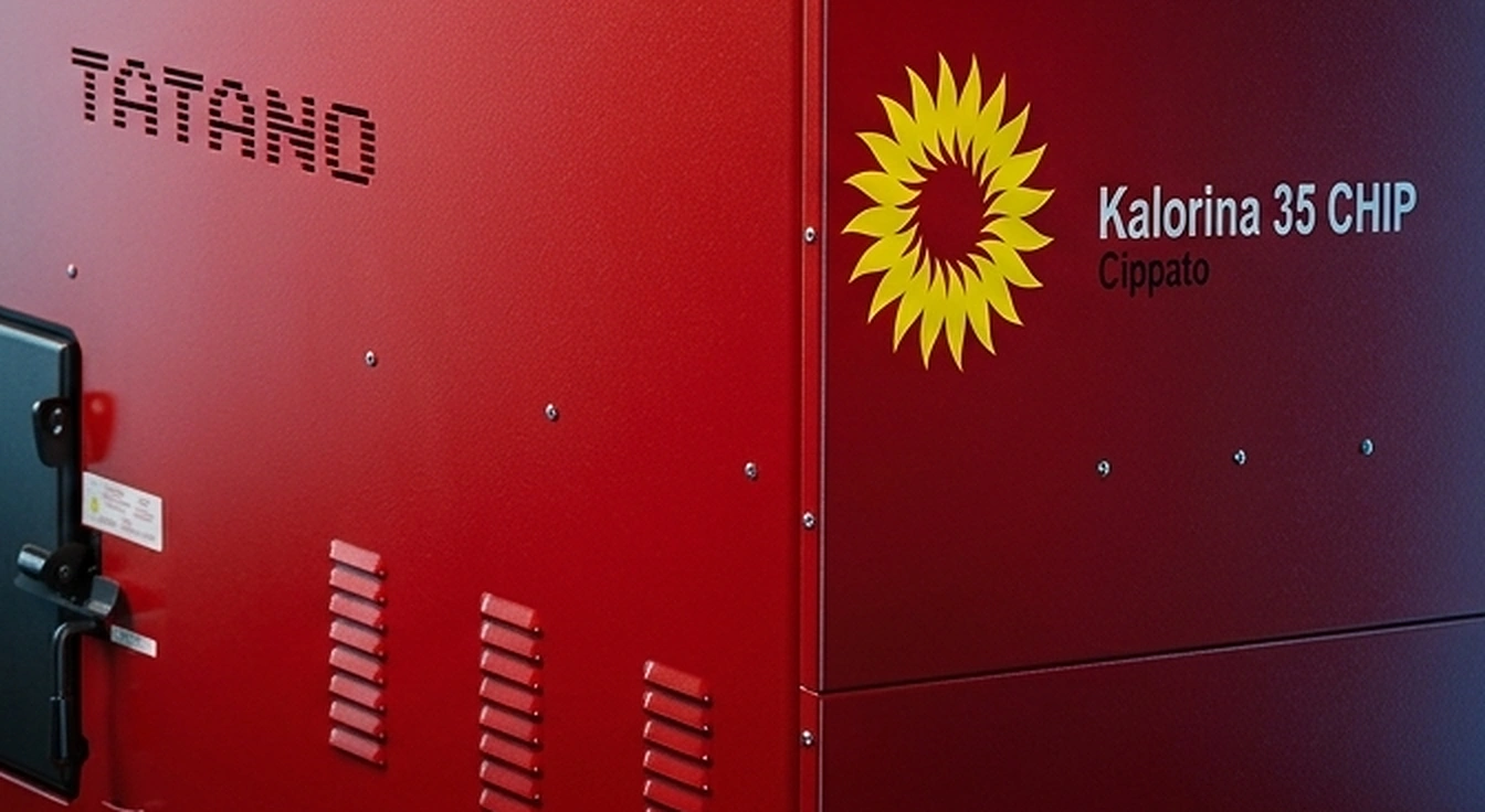 Kalorina Mini K35 Hackschnitzel — Detail des TATANO-Logos